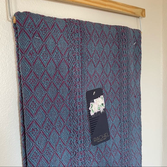 Rachel Roy Textured Woven Fringe Blue and Purple Boho Throw Blanket NWT! - Picture 4 of 8